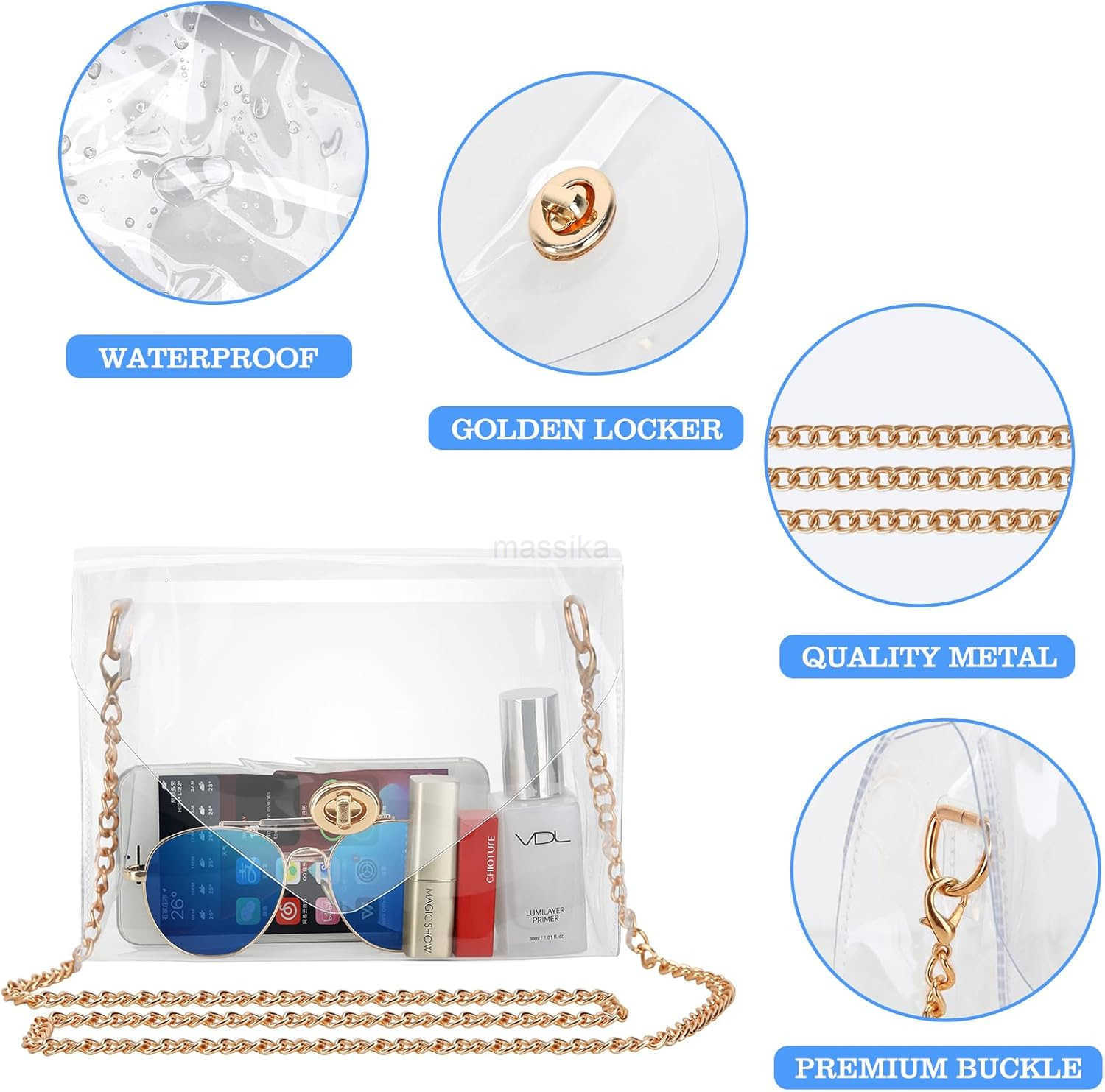 Clear Purse for Women Clear Bag Stadium Approved See Through Clear Handbag for Concerts Sports Events M250910