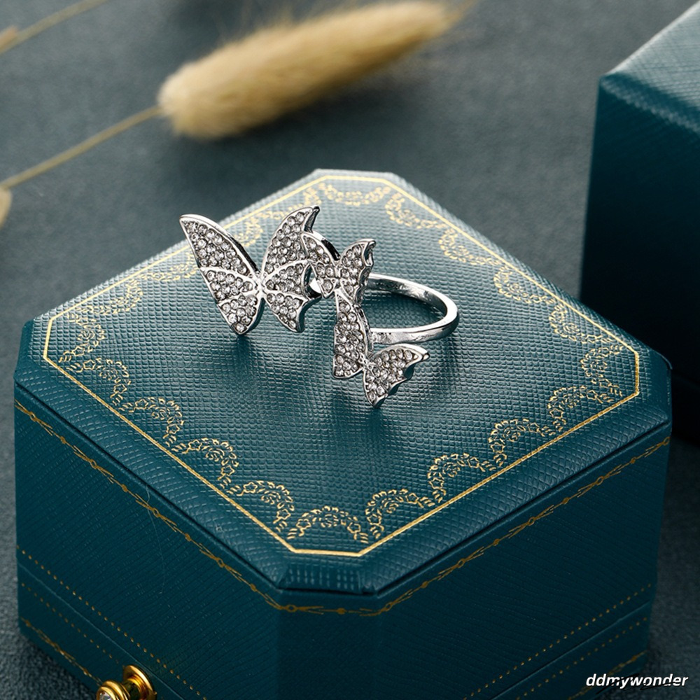 Wedding Shiny Cubic Adjustable Sterling Finger Rings For Women, Sier Butterfly Rings, Zircon Engagement Ring ddmywonder ddmywonder