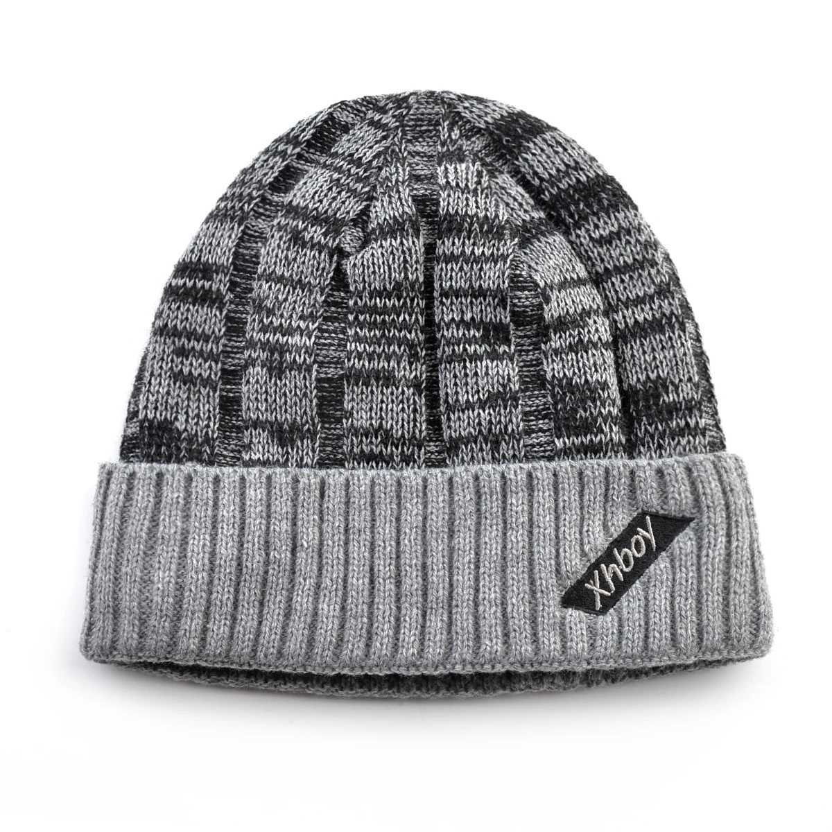 KBAOBEI Winter Warm Beanie Men Knitted Mixed Color Hat Doub Layer Thick Hats Mens Outdoor Ski Hats G250910