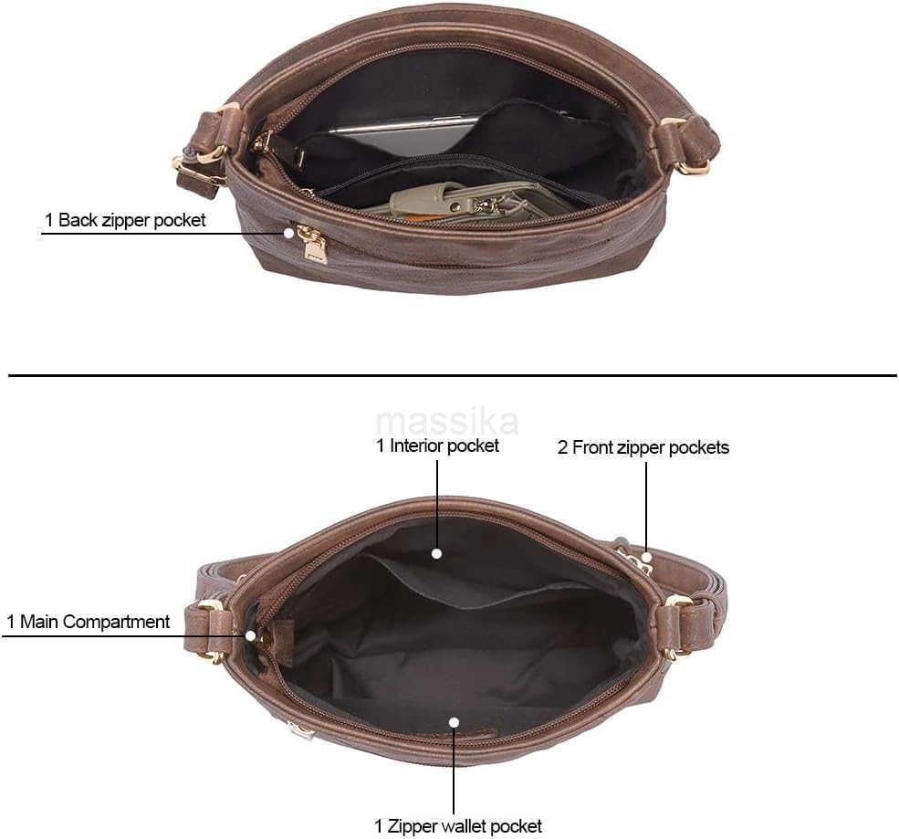 Crossbody Purses for Women Medium Size Zipper Pocket Adjustable Strap Soft Leather Womens Shoulder Handbags M250910