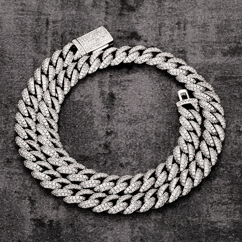 10MM Sterling Silver Cuban Link Chain With Moissanite Diamond Iced Out 925 Silver Miami Cuban Link Chain Necklaces