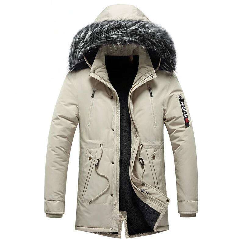 Designer Clothing 2025 Winter Warm Cotton Windproof Casual Parkas Coat Men Fur Collar Thicken Outwear Detachable Hat Jacket Male Luxury Bag