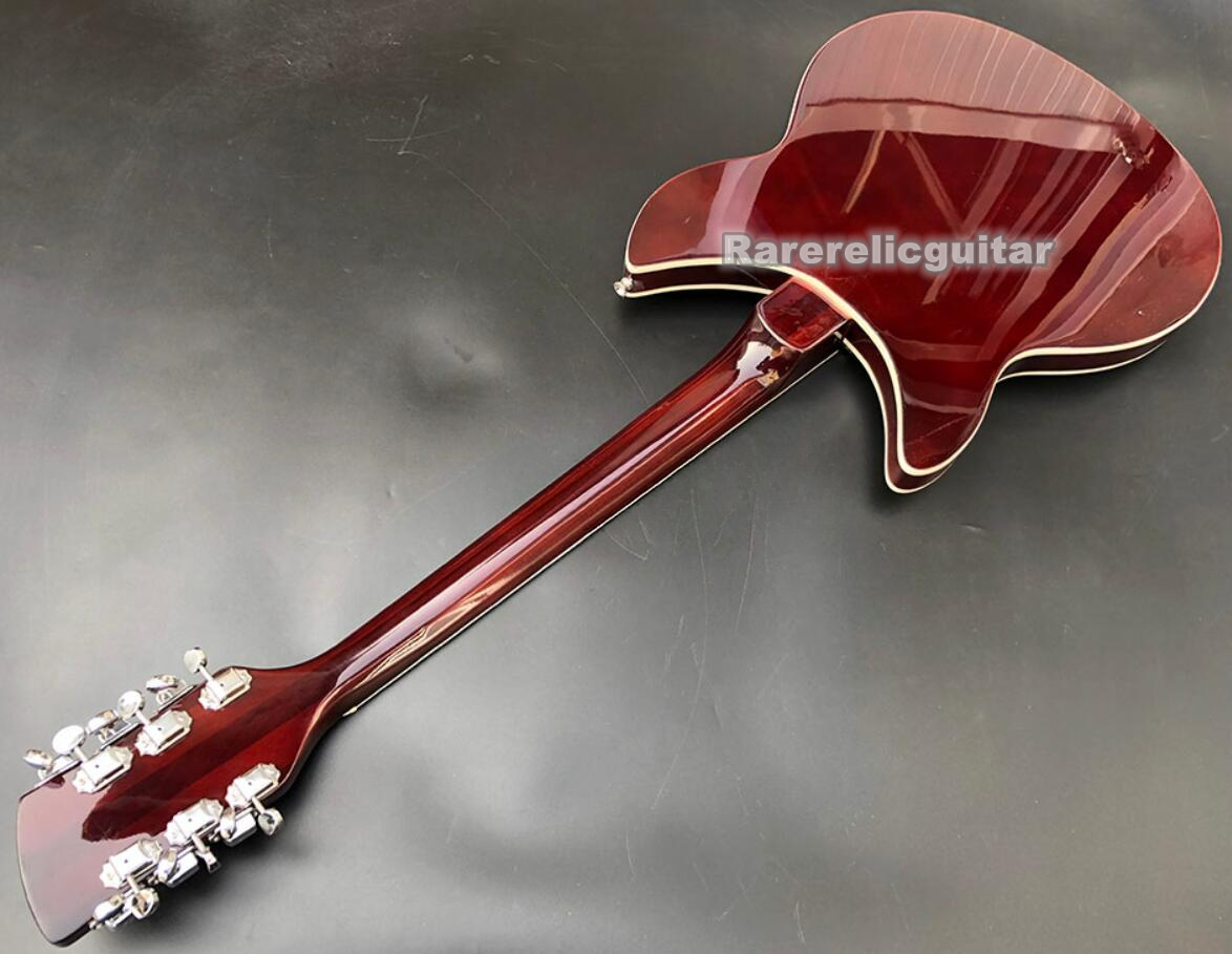 330 12 Strings Wine Red Semi Hollow Body Electric Guitar Gloss Varnish Fingerboard