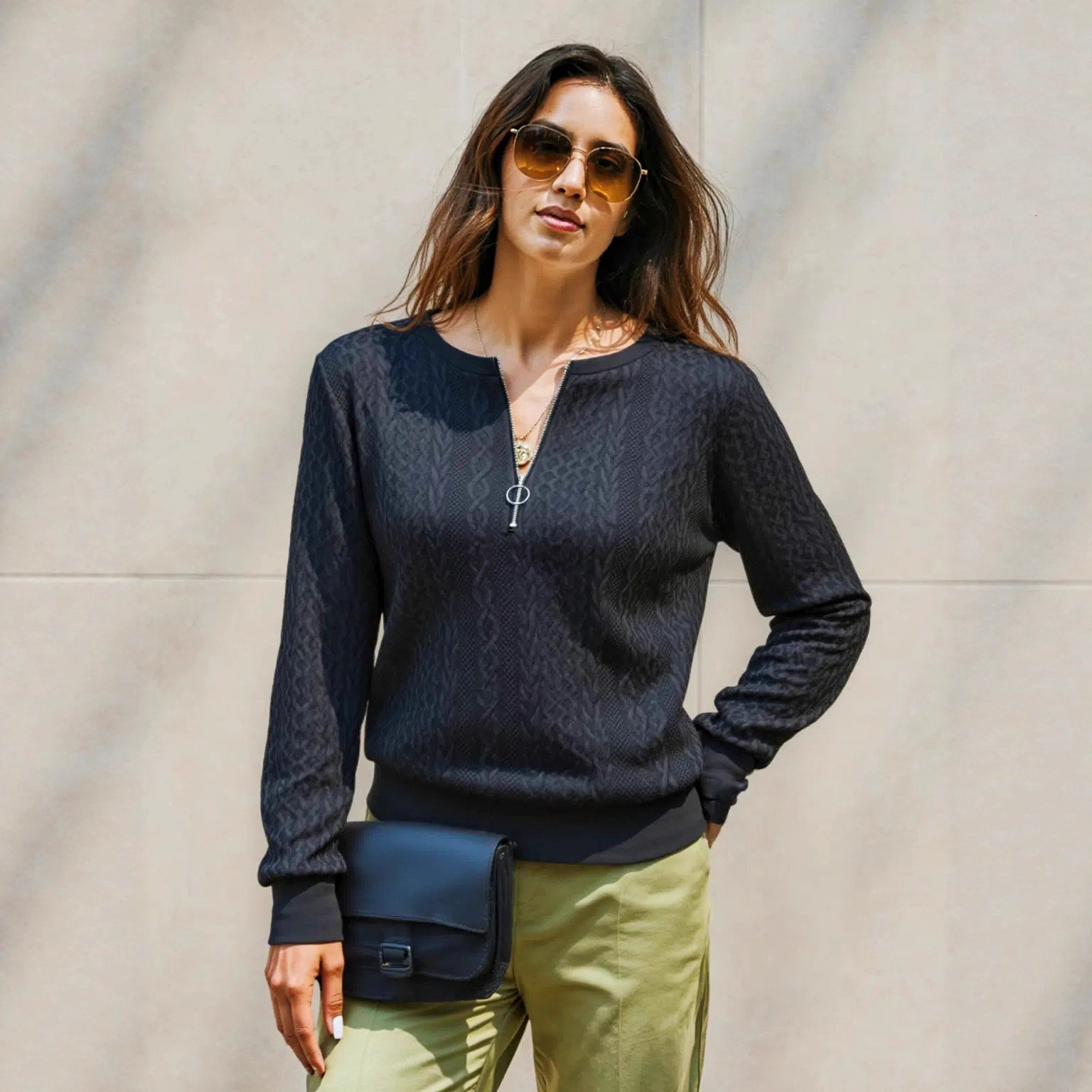 2025 Autumn/Winter New Hot Selling Women's Long Sleeve design Round Neck Solid Color Jacket Sportswear Designer Women's Top