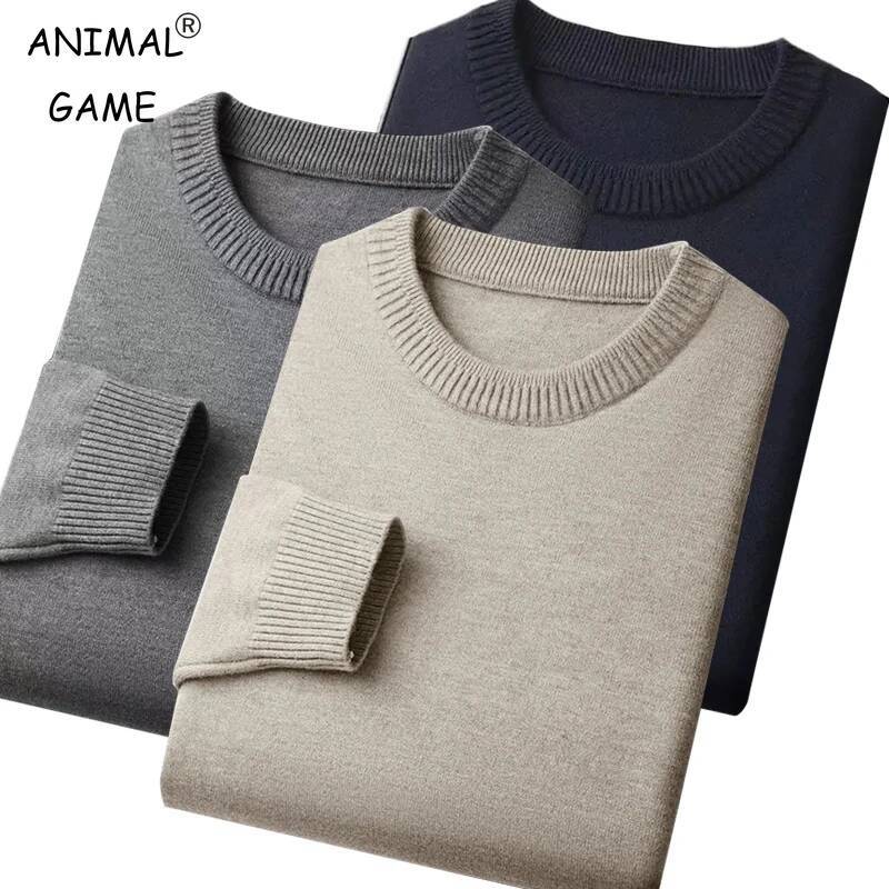 Men's Dress Crew Neck Slim Fit Lightweight Sweatshirts Knitted Pullover Streetwear Casual Fashion Long Sleeve Sweater dongdumaoyi