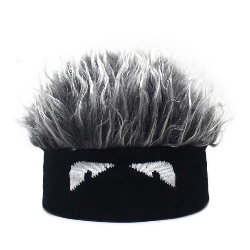Funny Wig C Elastic Knitted Beanies Hat Hair Integrated Hip Hop Hats Men Fashion Street Cs Colorful Slouchy Headband CoolXJ250910