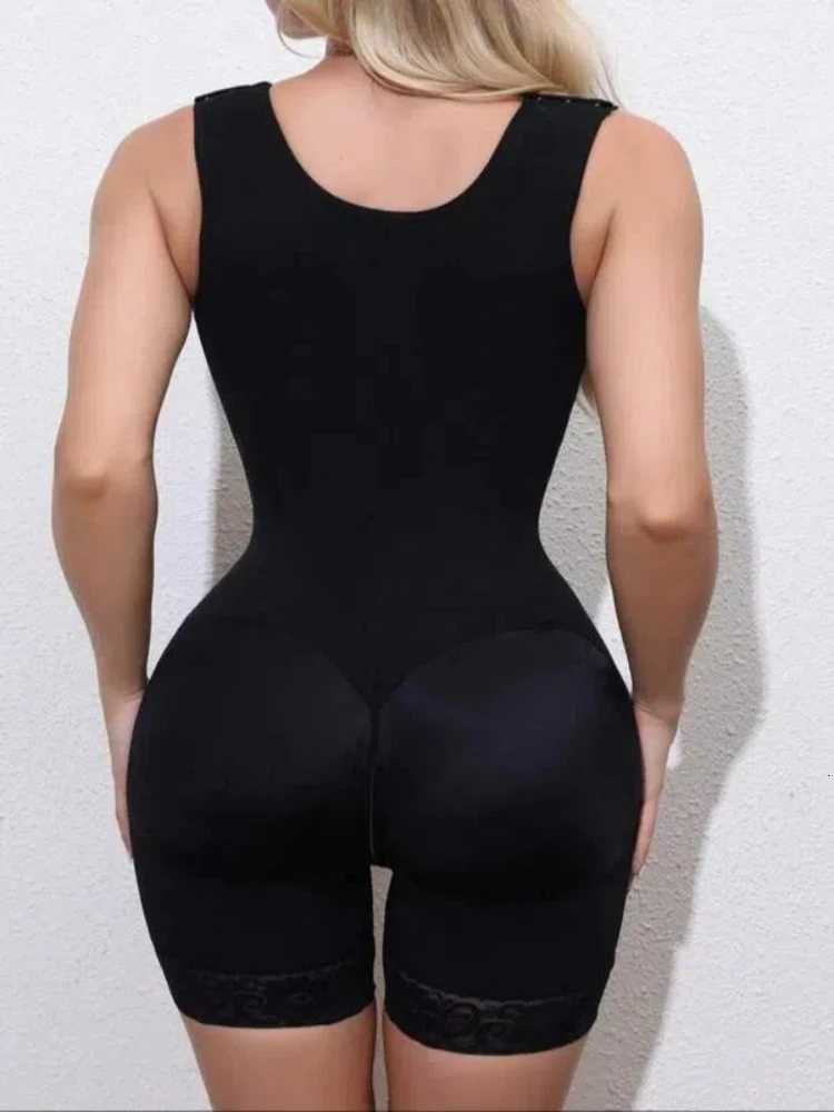 Womens LaceTrimmed Shapewear Bodysuit Tummy Control Corset with Adjustable Straps Zipper Black Comfortable W250910