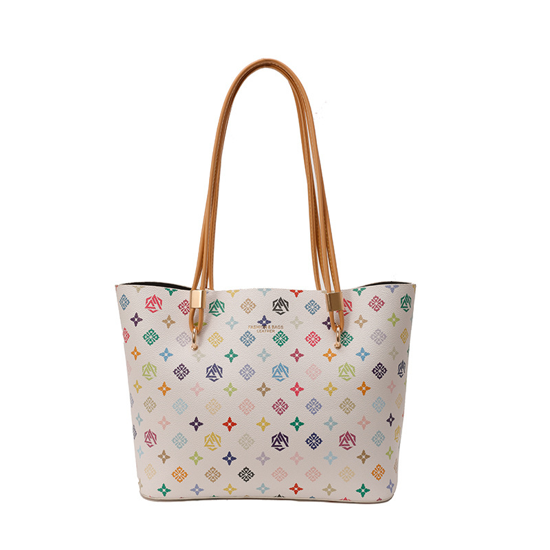 Free shipping designer bag 2025 New Handheld Fashion Printed Shoulder Bag for Women Large Capacity Tote Bag white khaki