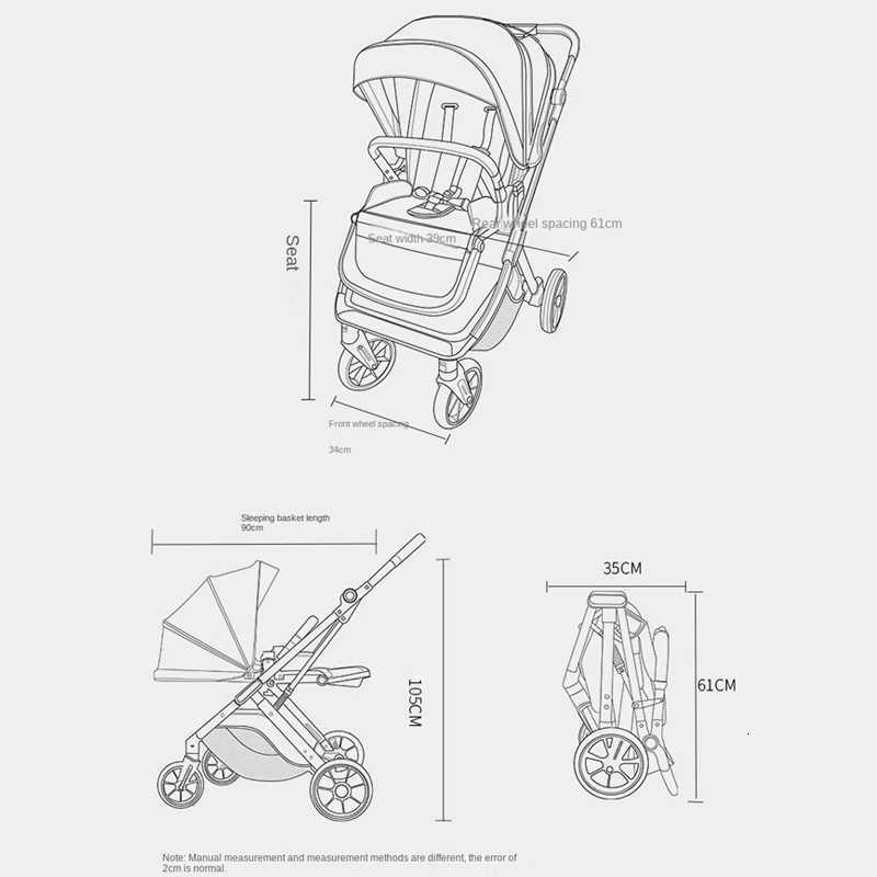 Baby carrige can sit or lie down Lightweight Folding Newborn Baby High Landscape Stroller Twoway Push Anti Vibration Wheels W250910