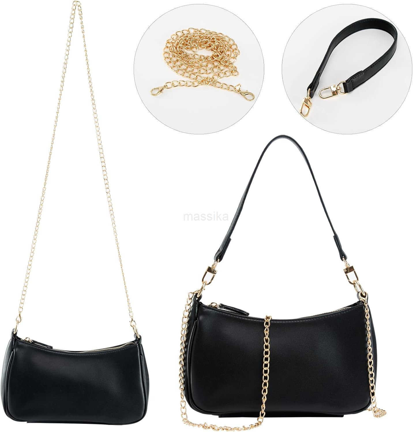 Shoulder Bag for Women with 2 Removable Straps and Zipper Closure Crossbody Bags Clutch Tote HandBags Purses M250909