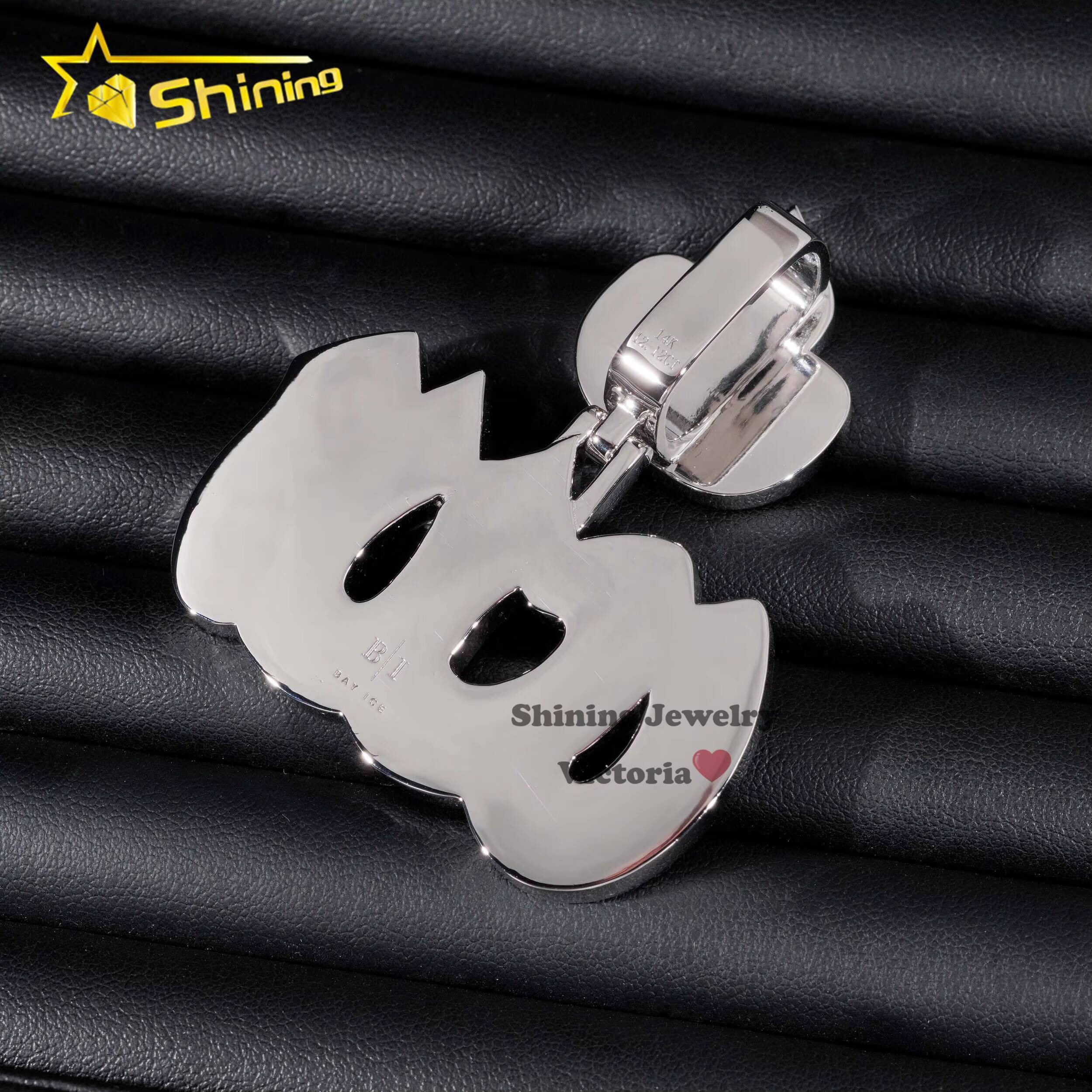 Custom Iced Out 925 Silver Fashion Jewelry Pendants Charms Hip Hop Soild 2 VVS Moissanite Colorful Diamond Fire Allah Pendant