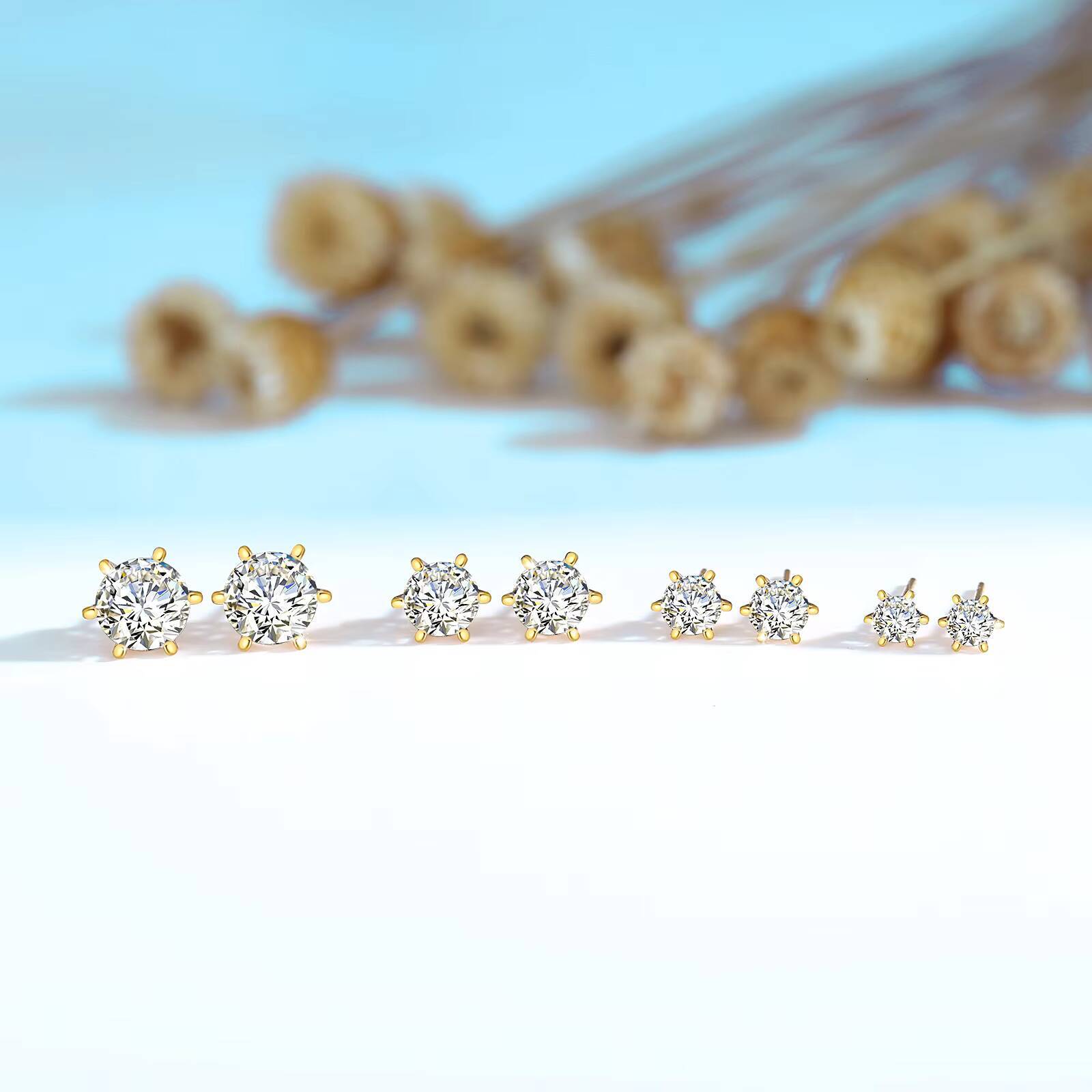 Fine Jewellery Earrings 03ct 05ct 1ct 2ct Moissanite Diamond Woman Gift Engagement 6 Claws Hollow 18K Gold Earrings