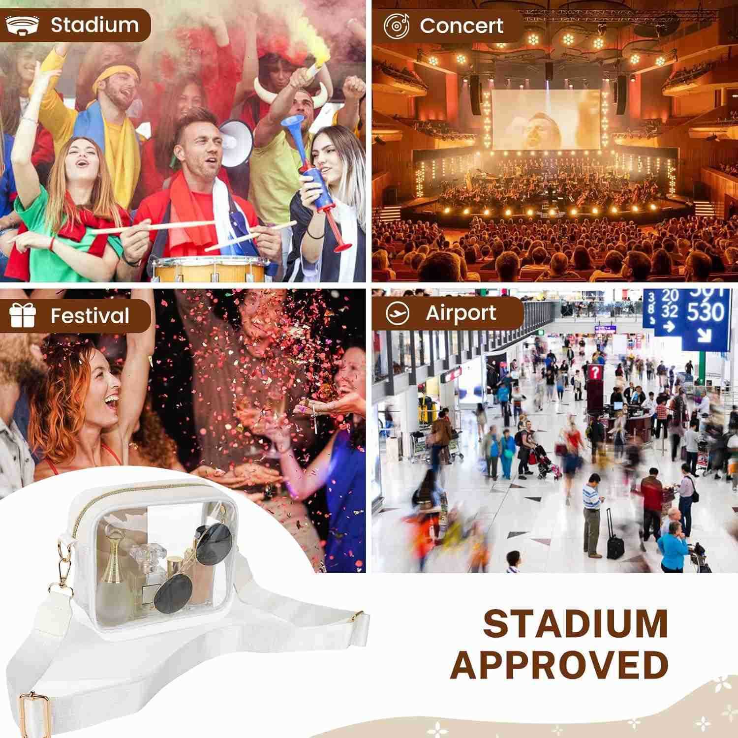Clear Bag Stadium Approved Clear Purses for Women Crossbody Bag for Concerts with Adjustable Strap M250910