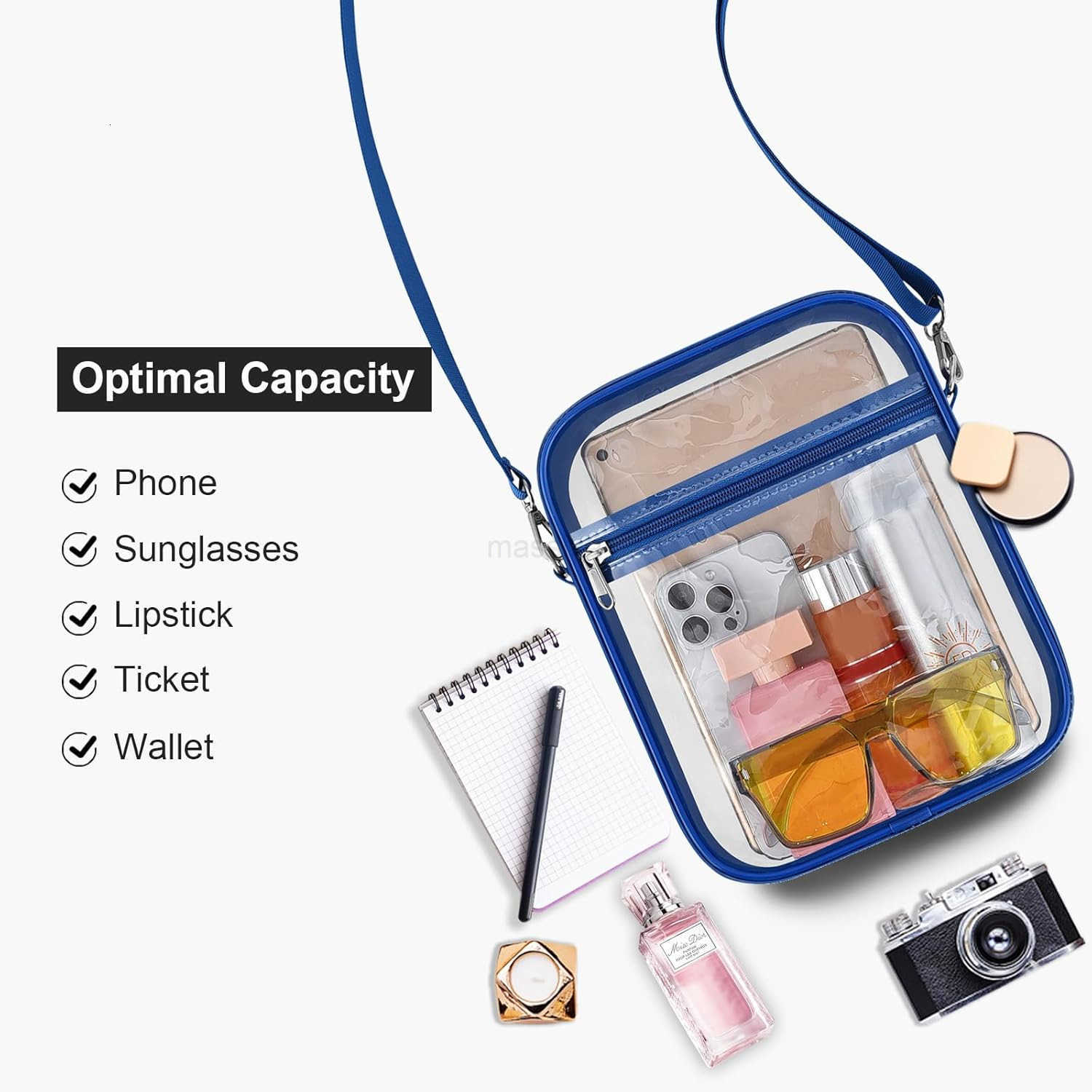 Clear Purse Stadium Transparent Messenger Bag Stadium Approved for Men and Women Clear CrossBody Bag M250910