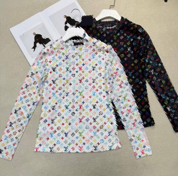 designer t shirt for women girls high elasticity Perspective mesh skinny tshirt brand woman top tee VV688