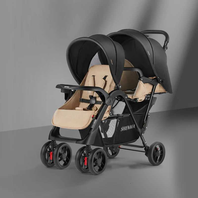 Lightweight Twin Baby Stroller The Baby Stroller Can Sit or Lie Down Collapsible Front and Rear Seat Twin Stroller W250910
