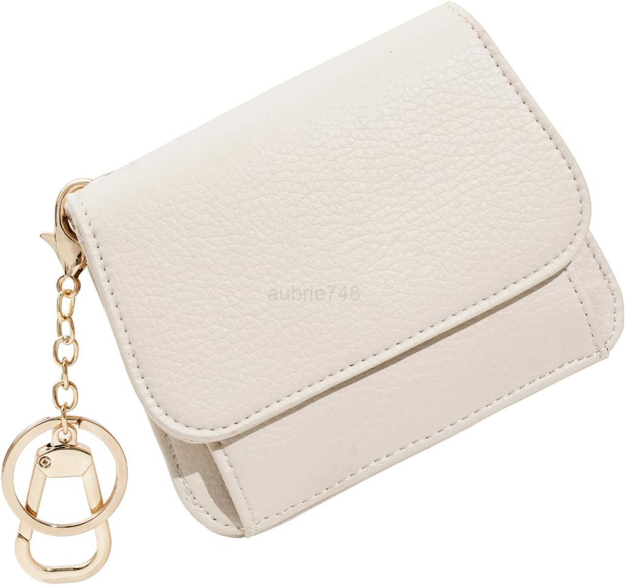 Small RFID Wallet for WomenSlim Wallet with Keychain TriFold CARD Holder Wallet with Zipper Coin Pocket and ID Window Mini Wallet for Travel or Gift B
