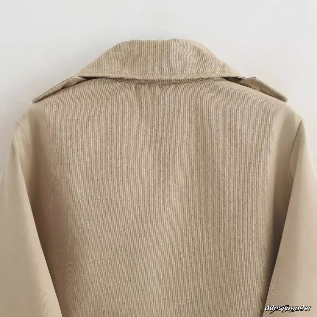 Spring Autumn Simple Short Trench Coat For Women High-End Korean Style Double Breasted Lace-Up Windbreaker Jackets 240202 ddmywonder ddmywonder