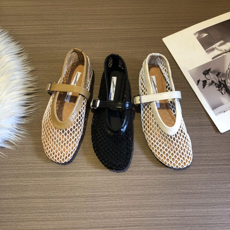 Designer Heels Ballet Flats Shoes French Vintage Breathable Woven Mary Jane Flats in Classic Black Versatile and Stylish