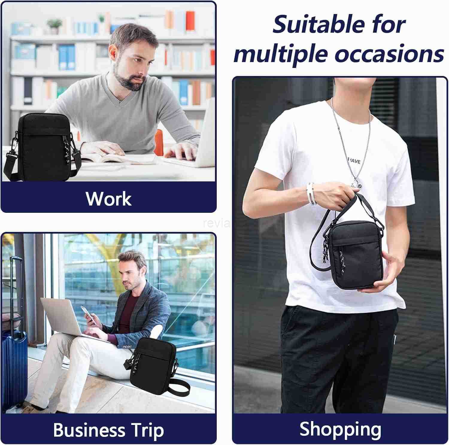 Small Crossbody Bag for Men Mini Messenger Bag Side Shoulder Bag for Phone Passport Casual Satchel Bag Phone Purse Mini Sling Bag Fanny Pack Water Res