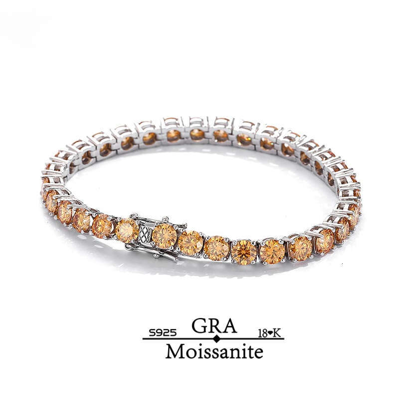 Factory Wholesale Price S Sterling Sier Champagne Moissanite Tennis Bracelet Unisex 0.01ct-1ct in Stock