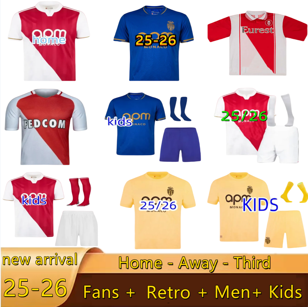 25 26 As Monaco Soccer Jerseys MBAPPE POGBA MINAMINO BEN SEGHIR EMBOLO Retro 16 17 Football Shirts 25 26 ILENIKHENA BALOGUN DIATTA AKLIOUCHE Men Kids Kits sets