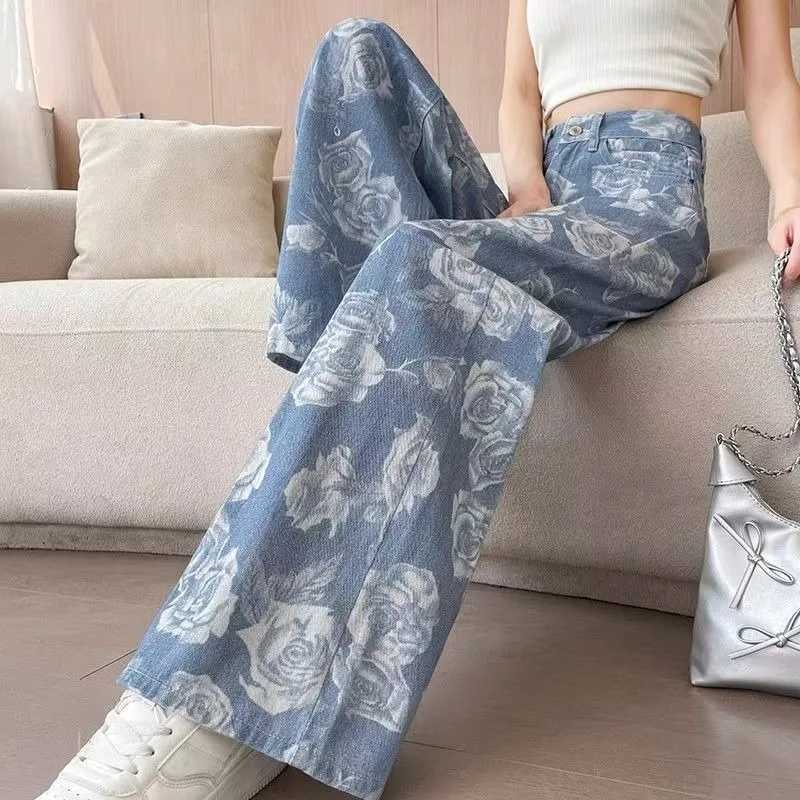 European and American high street straight tube slim women high waist jeans punk fashion popular drag pant casual wide leg pants Z250910