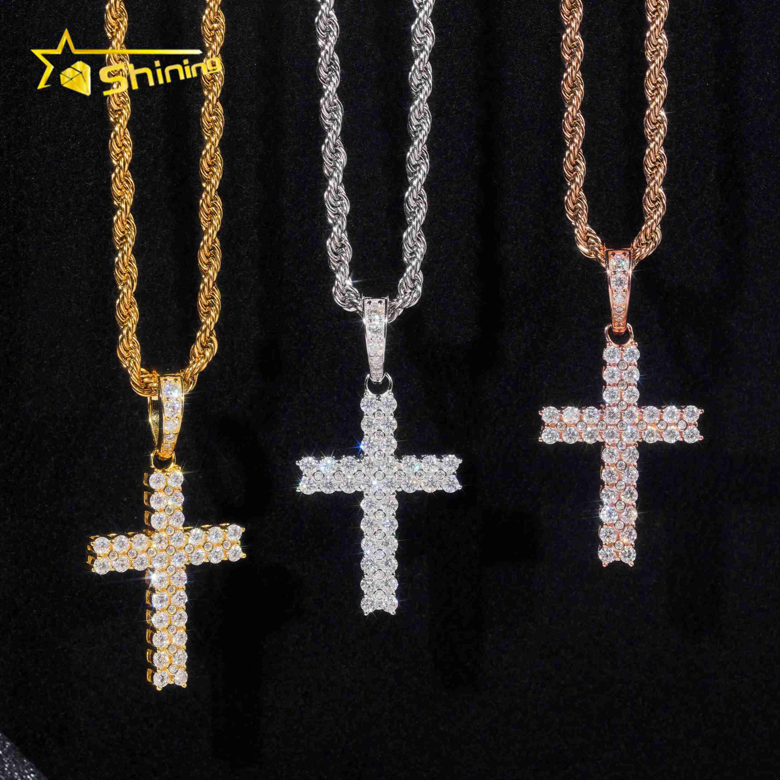 Hip Hop Jewelry Silver Christian Dainty Jesus Piece D Color Vvs Moissanite Men Pendant Diamond Cross Pendant Necklace