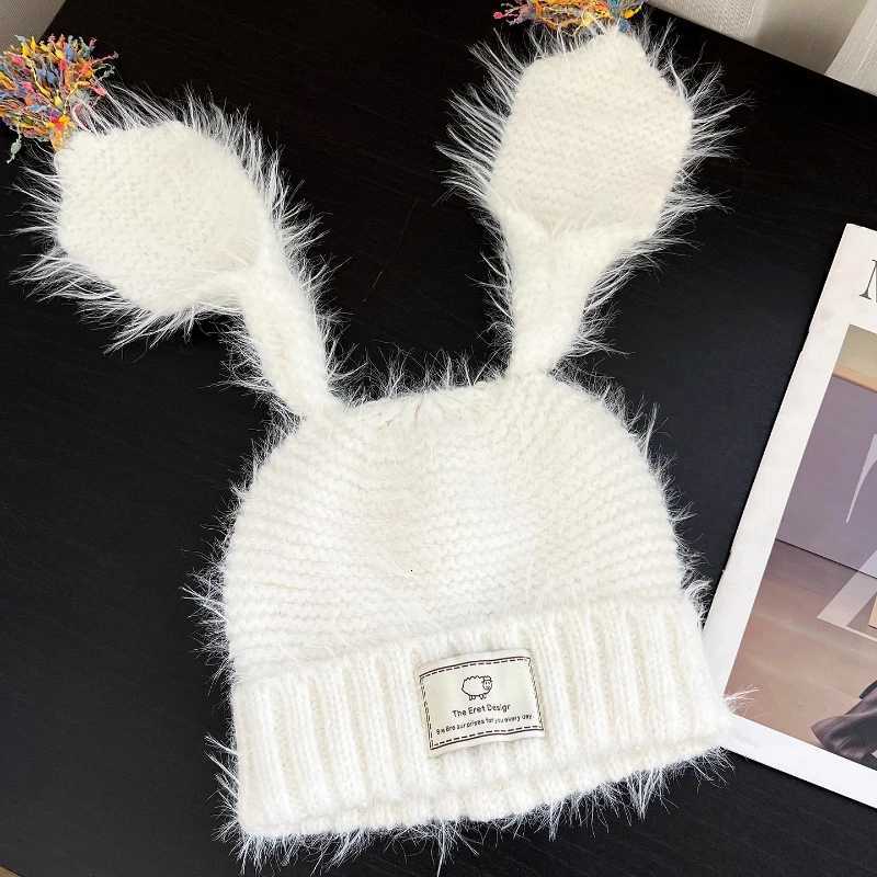 Ins Cute Fringed Ears Plush Beanies C Y2K Autumn Winter Street Trend Versatile Personality Pulr Hats for Men and WomenXJ250910