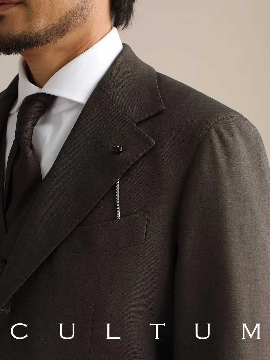 CULTUM Neapolitan Wedding Suit Set Mens Easy to Maintain Busin Casual Cotton Blend Double Cuffed Tuxedo for om W250910