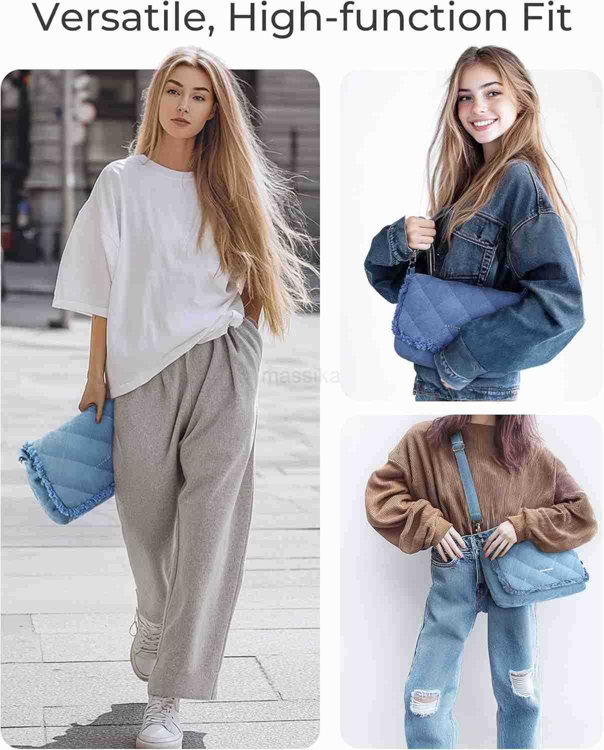 Denim Purse Crossbody Bag for Women Jean Canvas Shoulder Bag Purse Handbag Retro Blue Tote Bag with Adjustable Strap M250910