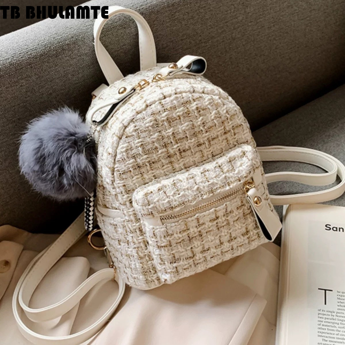 Free Shipping Designer Bag Mini Small Backpack For Women 2025 New Korean Luxury Bag Fashion Casual Multi-use Ins Super Popular Woolen High-end Backpac
