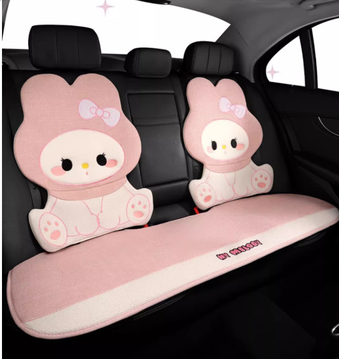 Linen Car Seat Cushion All Season Universal Summer Breathable Cotton Linen Seat Cover Pink Cartoon Cute Ladies Single Piece Cooling Cushion 250910