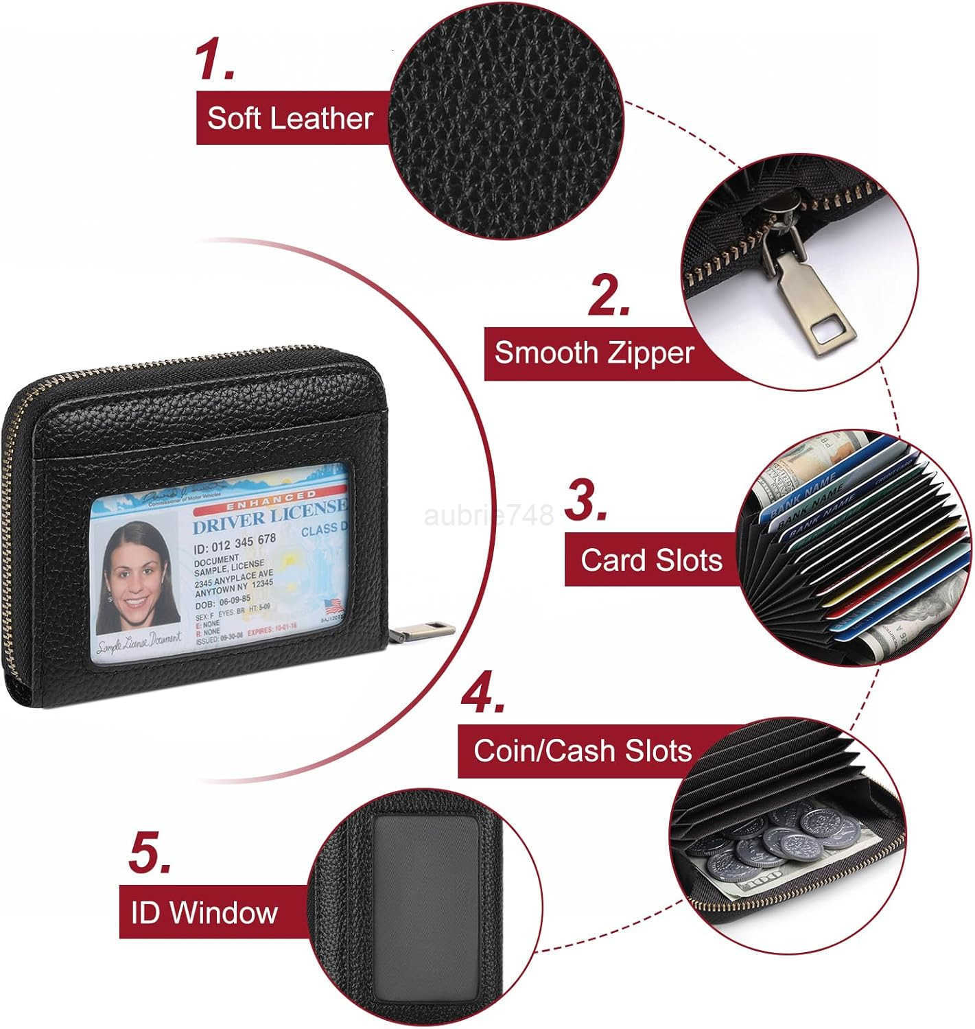 Leather Wallet Women RFID Blocking Small Compact Wallets CARD Holder with ID WindowZ250910