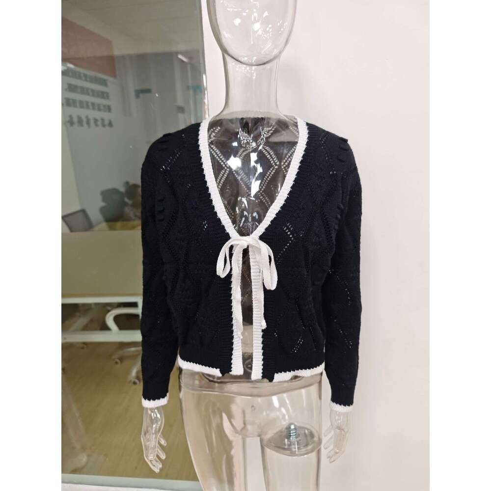 New Sweater Autumn Winter Fashion Casual Bow White Cardigan Coat For Women Trendy B3