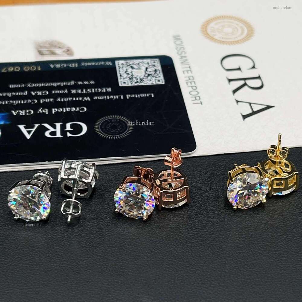 10mm 11mm Fine Jewelry Iced Out Sterling Sier VVS Moissanite Dia Screw Back Stud Earrings