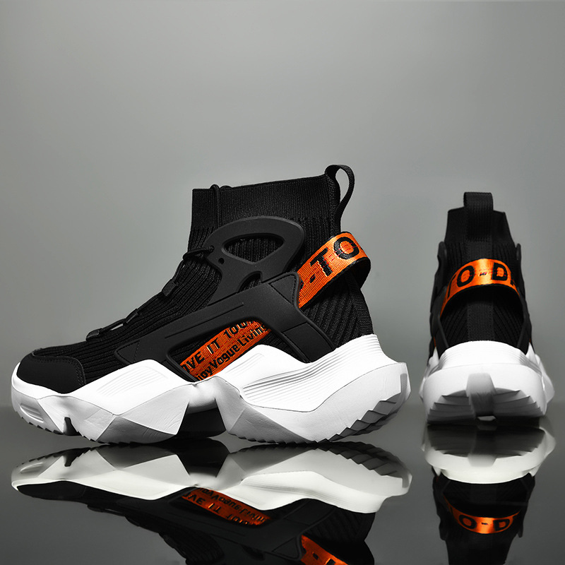 Fashionable and trendy high top sports new cool plus size 39-46 breathable mesh lightweight socks shoes