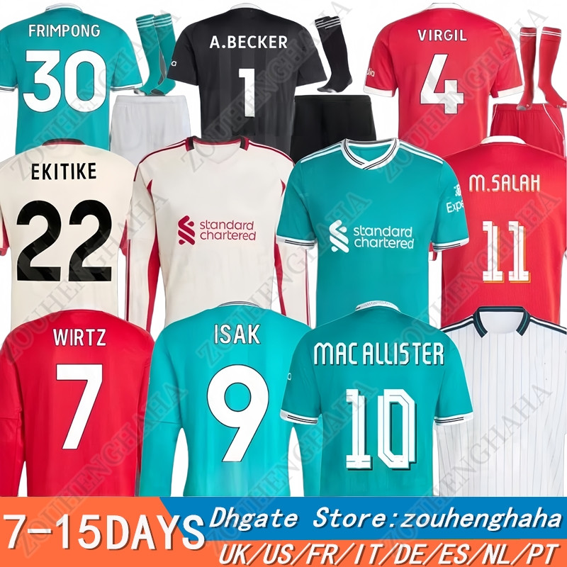 S-4XL 25 26 RedsMohamed Salah Soccer Jerseys 2025 2026 Home Away Third Men kids Football Jersey Kit EKITIKE BRADLEY SZOBOSZLAI WIRTZ FRIMPONG long sleeves Player fans