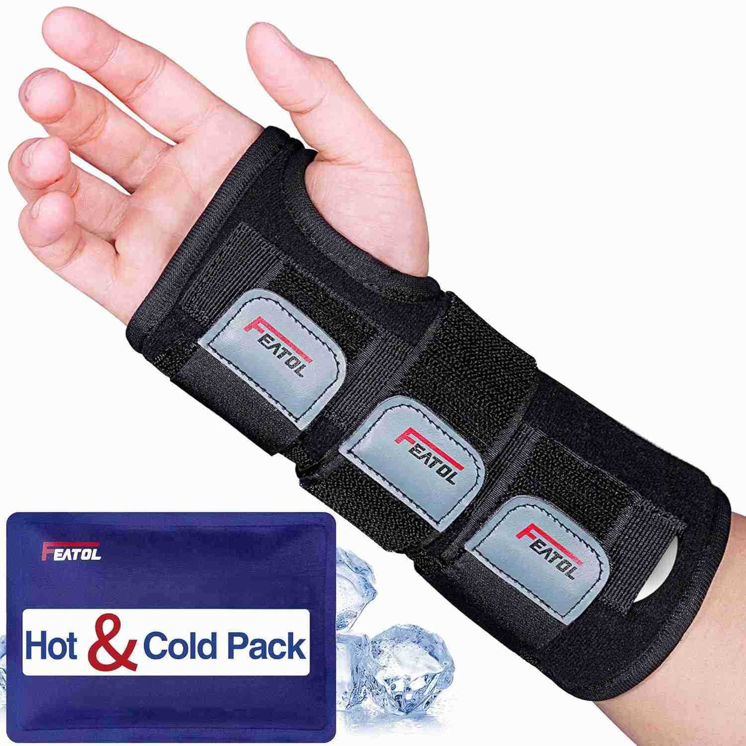 Wrist Brace Carpal Tunnel Night Support Brace with Wrist Splint Adjustable Straps HotIce Pack for Women and Men Left Hand SmallMedium Tendinitis Arthr