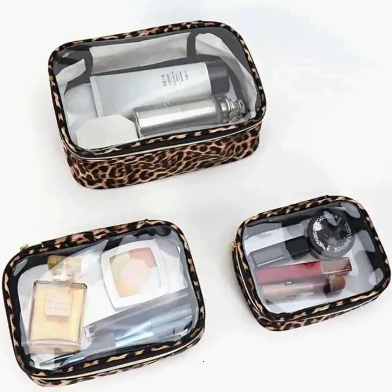 13pcs Leopard Print Transparent Makeup Bags Waterproof Large Capacity Travel Cosmetic Organizer Zipper Clear Portable Wash BagXJ250910
