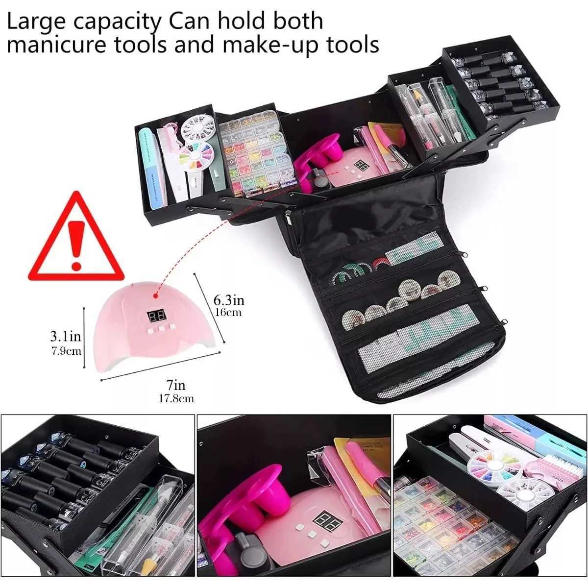 Folding Manicurist Toolbox Portable Cosmetic Bag Travel Makeup CaseXJ250910