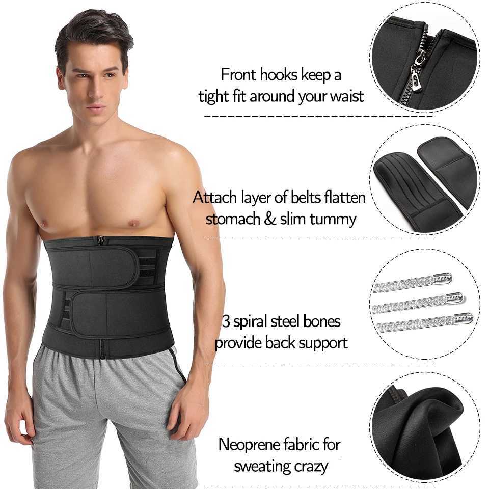 Mens Waist Corset Sweat Trimmer Belt Fitness Cincher for Weight Loss Slimming Body Shaper Workout Fajas Modeling Straps W250910