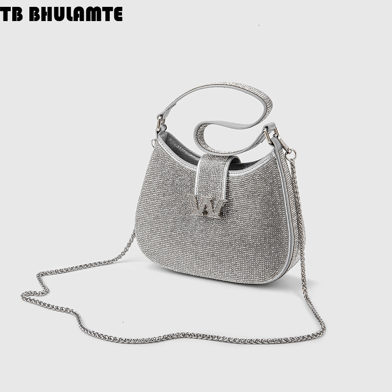 Free Shipping Designer Bag Diamond-encrusted Chain Bag Women Luxury Bag 2025 New Versatile Internet Celebrity W Shiny Diamond Handbag Single Shoulder 