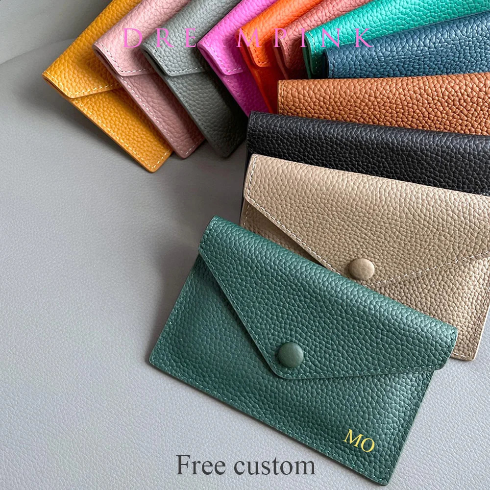 Genuine Leather Card Holder Fashion Mini Short Envelope Women Wallet Korean Japan Money Bag Credit Card Case Lady Purse250906