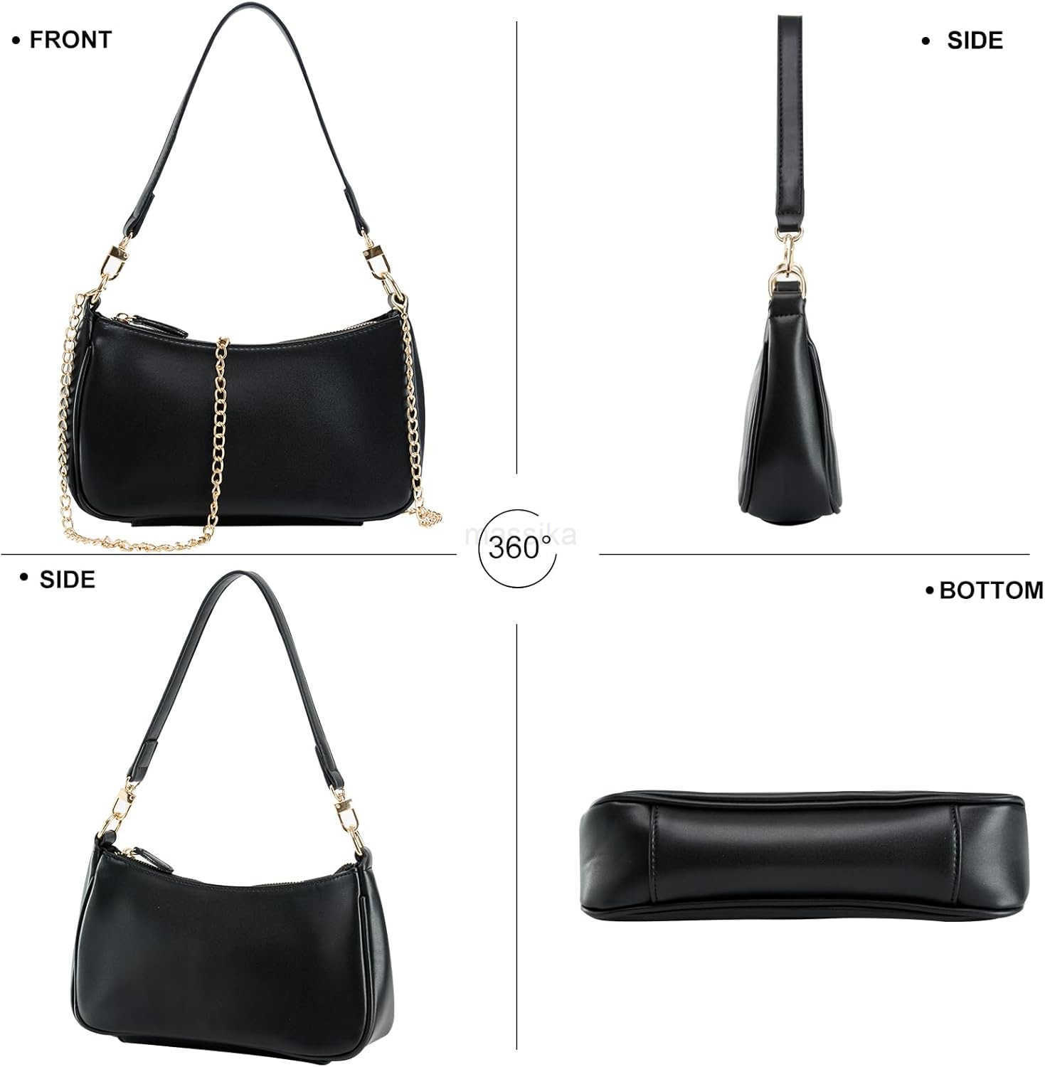 Shoulder Bag for Women with 2 Removable Straps and Zipper Closure Crossbody Bags Clutch Tote HandBags Purses M250909