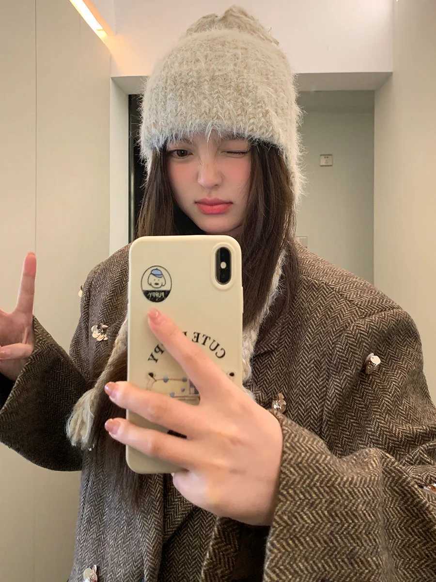 Winter Warm Earmuffs For Women New Knit C With A Tie Cute Woolen Hat To Make Your Face SmallXJ250910