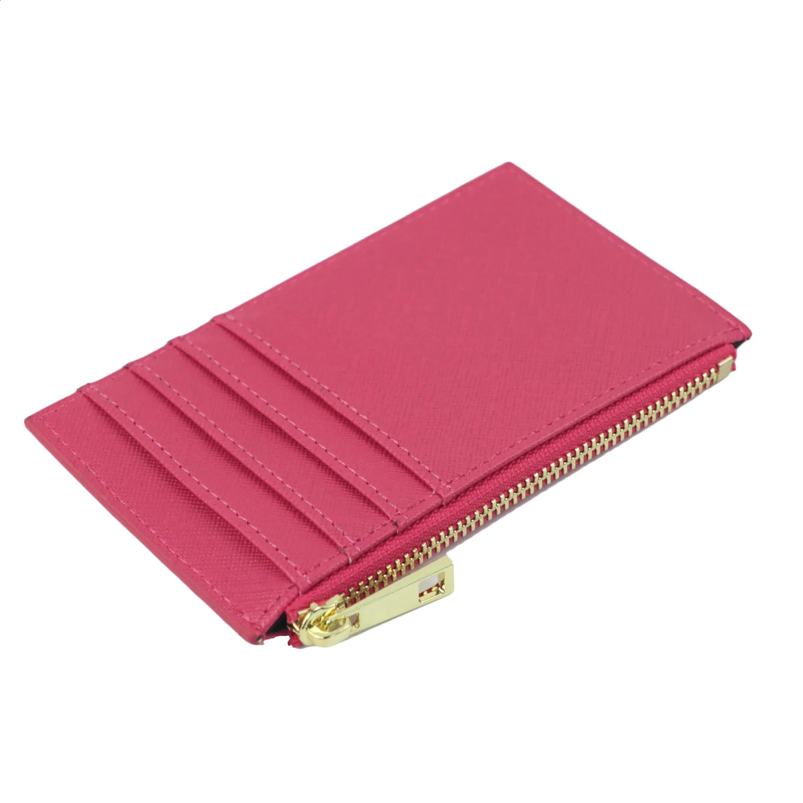 Custom Name Saffiano Leather Zip CardHolder Multiple Colors Ultra Thin Coin Purse Drop Small Women Credit Card Wallet250906