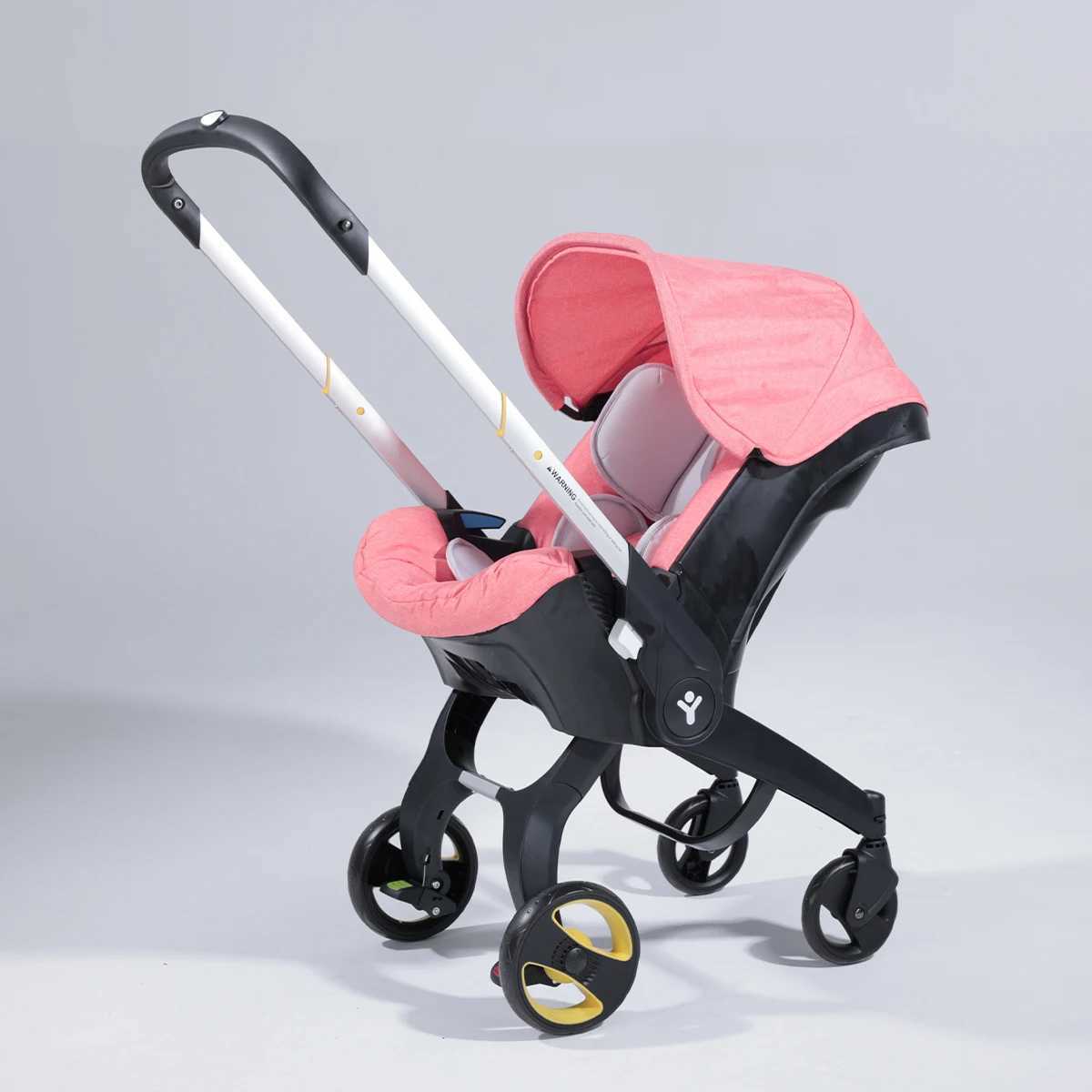 Portable baby stroller bidirectional push foldable metal frame adjustable sunshade roof W250910