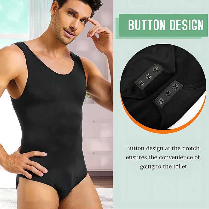 Men Shapewear Bodysuit Tummy Control Abdomen Compression Slimming Bodysuit Sleeveless Open Crotch Undershirt Full Body Shaper W250910