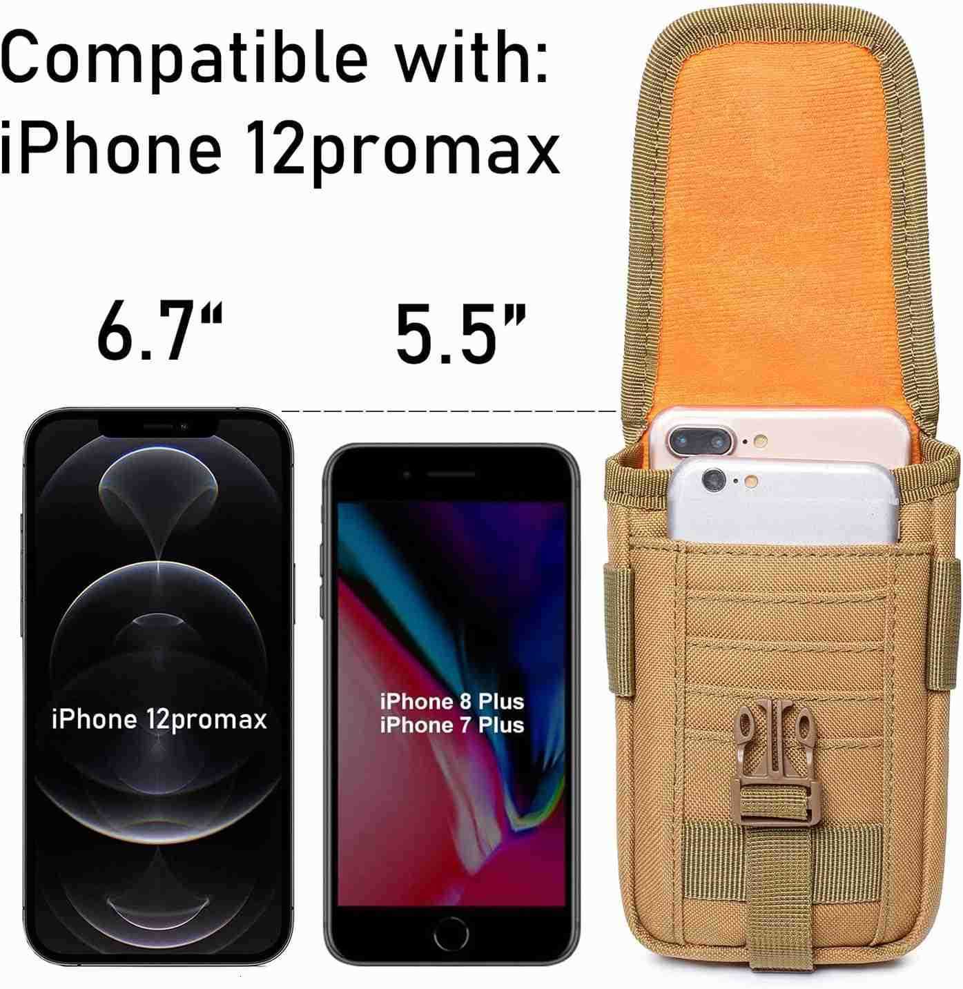 Tactical Molle Phone Pouch EDC Cellphone Holder Smartphone Case Organizer Bag with US Flag Patch Molle Key RingW250910